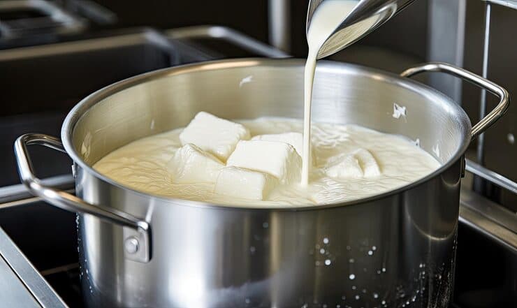 steaming pot freshly poured milk filling air — buffalo desi ghee article image