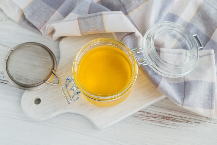 homemade ghee clarified butter jar white woo — desi ghee in morning guide photo