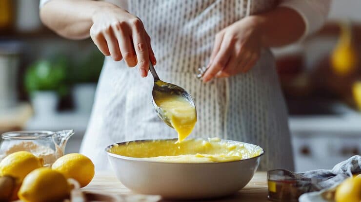 closeup woman cooking lemon curd white woode — guides article image